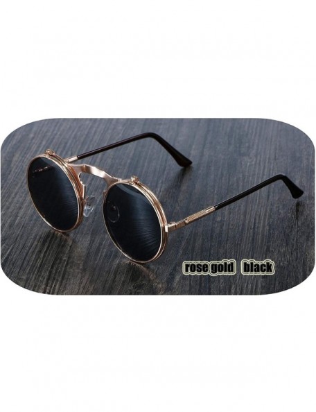Round 3057 Steampunk Sunglasses Round Metal Women Style Retro Flip Circular Double Sun Glasses Men CIRCLE - C419854R3WA $31.89