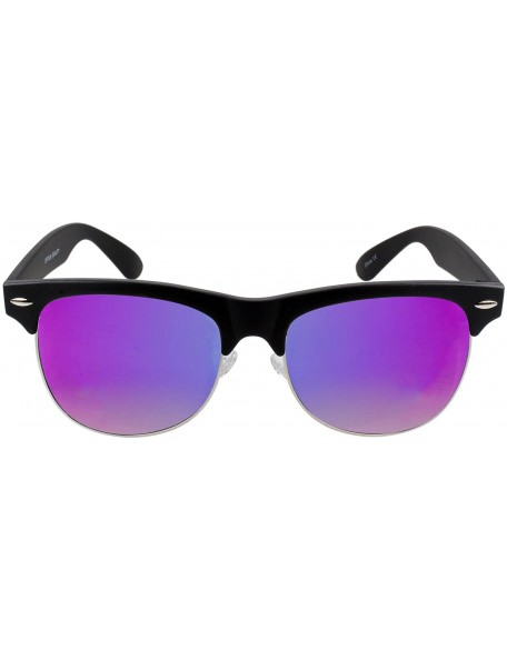 Rimless Fashion Half Frame Semi-Rimless Sunglass - Purple Mirror Lens - CH18E6LZ2UX $19.45