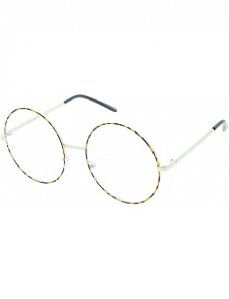 Round Oversize Metal Frame Slim Temple Clear Lens Round Eyeglasses 60mm - Tortoise-gold / Clear - CS12O1HTVV3 $11.77