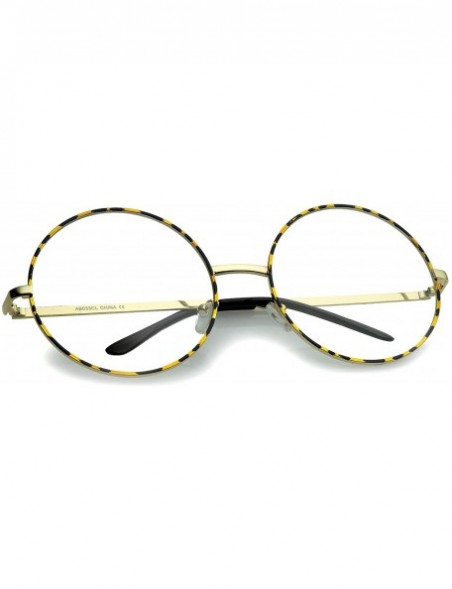 Round Oversize Metal Frame Slim Temple Clear Lens Round Eyeglasses 60mm - Tortoise-gold / Clear - CS12O1HTVV3 $11.77