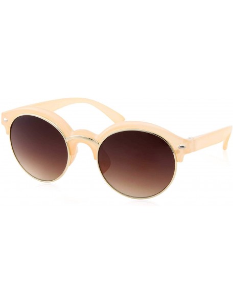 Round Classic Vintage Inspired Horned Rim Plastic Frame Round Sunglasses - Tangerine - CN18M7KH907 $14.69