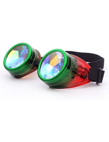 Goggle Steampunk Rave Kaleidoscope Goggles Rainbow Colorful Lenses - Green Red - CU18HLHU08N $9.78