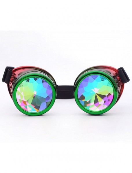 Goggle Steampunk Rave Kaleidoscope Goggles Rainbow Colorful Lenses - Green Red - CU18HLHU08N $9.78