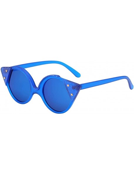 Cat Eye Oversized Cat Eyes Shape Sunglasses Glasses Vintage Retro Style Unisex Adults - Blue - C8196UNRRKY $6.94