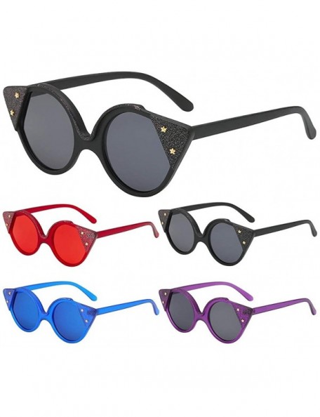 Cat Eye Oversized Cat Eyes Shape Sunglasses Glasses Vintage Retro Style Unisex Adults - Blue - C8196UNRRKY $6.94