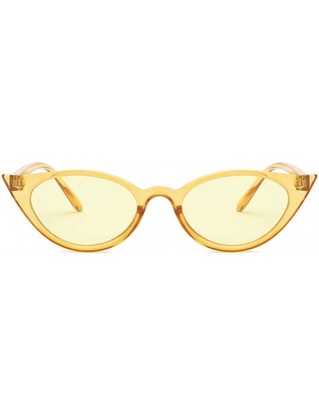 Sport Men and women Cat's eye Fashion Small frame Sunglasses Retro glasses - Yellow - CO18LLCM88U $8.55