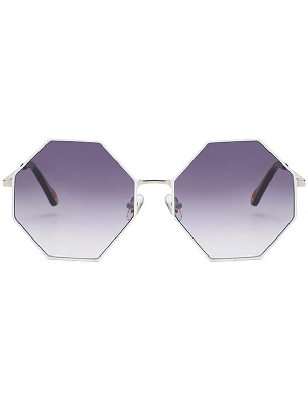 Oversized Women Oversized Polygon Sunglasses Sun Glasses Vintage Fashion Female Metal Frame Square Eyewear - CM190360WG8 $10.57