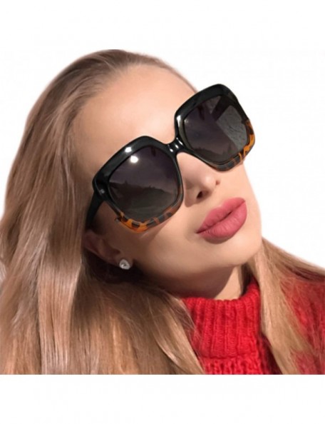 Oversized Square Oversized Polarized Sunglasses for Women UV Protection - Classic Vintage Large Fashion Frame Ladies Shades -...