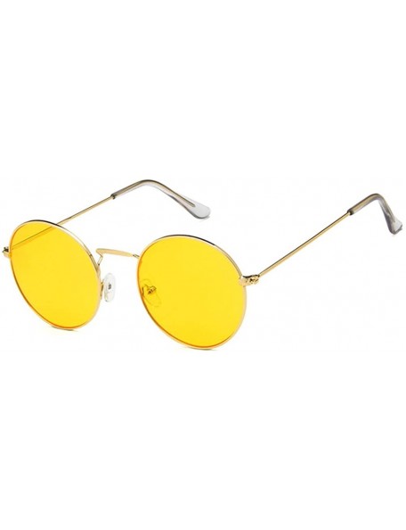 Round Unisex Sunglasses Retro Gold Red Drive Holiday Round Non-Polarized UV400 - Gold Yellow - CT18RLCAM8A $9.80