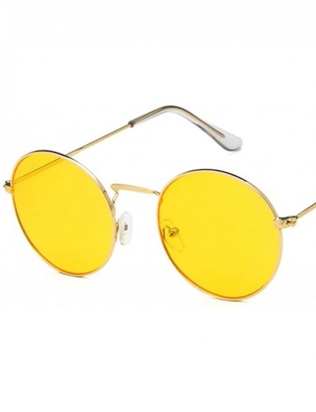 Round Unisex Sunglasses Retro Gold Red Drive Holiday Round Non-Polarized UV400 - Gold Yellow - CT18RLCAM8A $9.80