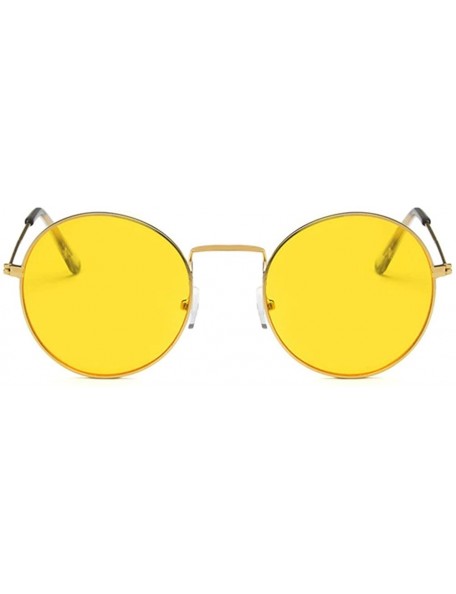 Round Unisex Sunglasses Retro Gold Red Drive Holiday Round Non-Polarized UV400 - Gold Yellow - CT18RLCAM8A $9.80