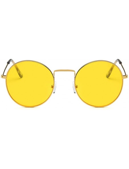 Round Unisex Sunglasses Retro Gold Red Drive Holiday Round Non-Polarized UV400 - Gold Yellow - CT18RLCAM8A $9.80