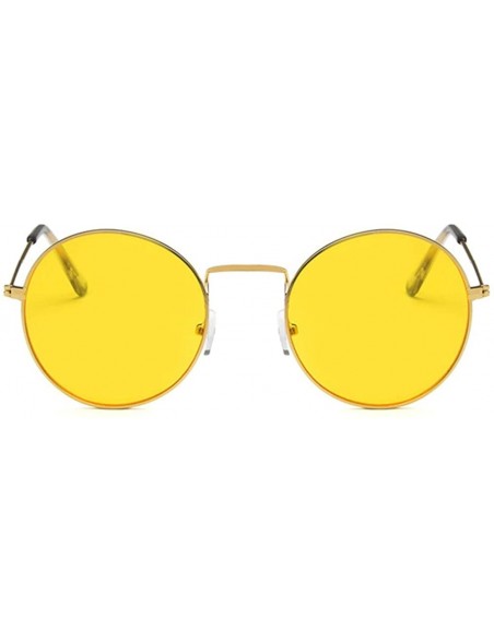 Round Unisex Sunglasses Retro Gold Red Drive Holiday Round Non-Polarized UV400 - Gold Yellow - CT18RLCAM8A $9.80