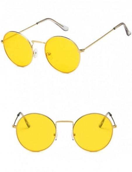 Round Unisex Sunglasses Retro Gold Red Drive Holiday Round Non-Polarized UV400 - Gold Yellow - CT18RLCAM8A $9.80