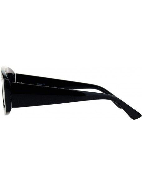 Rectangular Womens Retro Flat Top Thick Plastic Mod Rectangular Sunglasses - All Black - CF18L3NOW85 $13.09