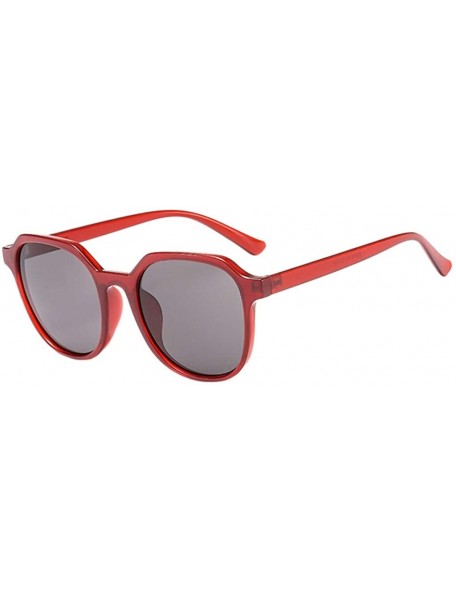 Round Unisex Stylish Sunglasses 100% UV Protection Sunglasses Fishing Sport Aviator Classic Sunglasses - Red - CN193XEAWN8 $8.24