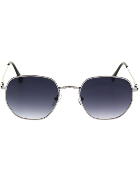 Rectangular Retro Metal Rim Rectangular Classic Dad Sunglasses - Silver Smoke - CY18SGQ3W5M $10.24