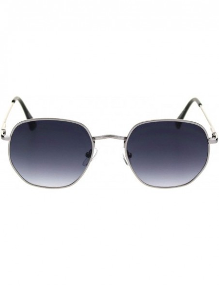 Rectangular Retro Metal Rim Rectangular Classic Dad Sunglasses - Silver Smoke - CY18SGQ3W5M $10.24