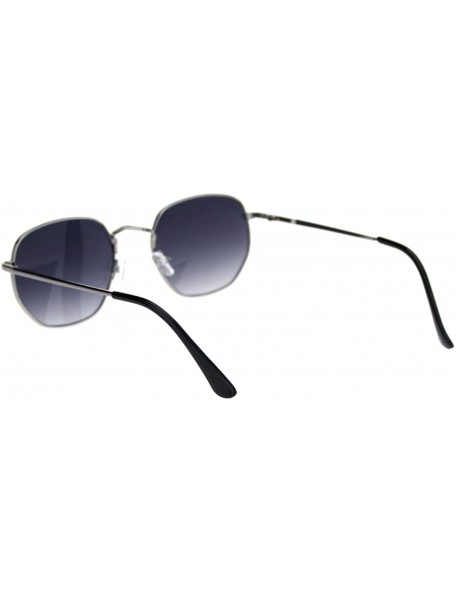 Rectangular Retro Metal Rim Rectangular Classic Dad Sunglasses - Silver Smoke - CY18SGQ3W5M $10.24