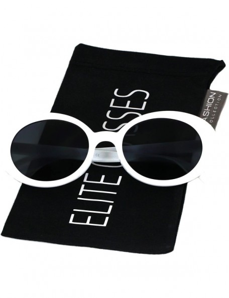 Goggle Clout Goggles Oval Sunglasses Mod Style Retro Thick Frame Fashion Kurt Cobain (White) - CX186UIHS2G $10.66