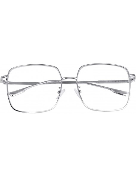 Aviator Vintage Aviator Eyeglasses Metal Frames Clear Lens Glasses Non-prescription - Silver 52351 - CZ18LY26QAT $28.14
