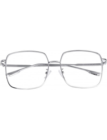 Aviator Vintage Aviator Eyeglasses Metal Frames Clear Lens Glasses Non-prescription - Silver 52351 - CZ18LY26QAT $10.72