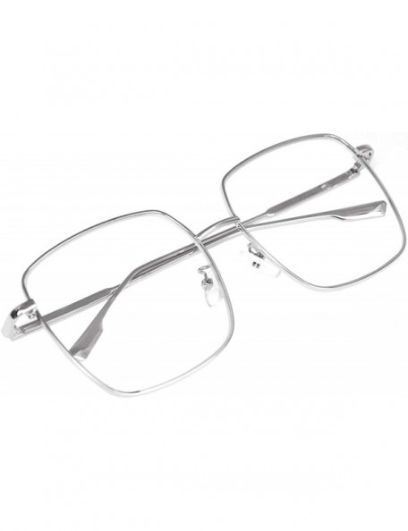 Aviator Vintage Aviator Eyeglasses Metal Frames Clear Lens Glasses Non-prescription - Silver 52351 - CZ18LY26QAT $10.72