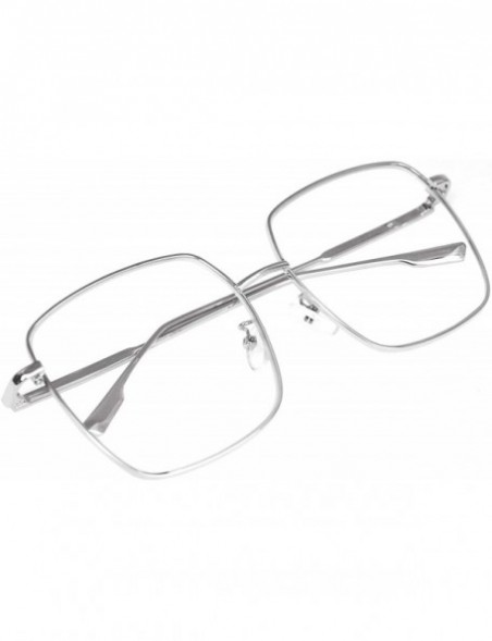 Aviator Vintage Aviator Eyeglasses Metal Frames Clear Lens Glasses Non-prescription - Silver 52351 - CZ18LY26QAT $10.72