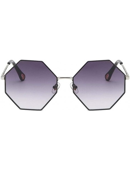 Oversized Women Oversized Polygon Sunglasses Sun Glasses Vintage Fashion Female Metal Frame Square Eyewear - CM190360WG8 $10.57