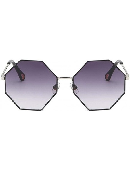 Oversized Women Oversized Polygon Sunglasses Sun Glasses Vintage Fashion Female Metal Frame Square Eyewear - CM190360WG8 $10.57