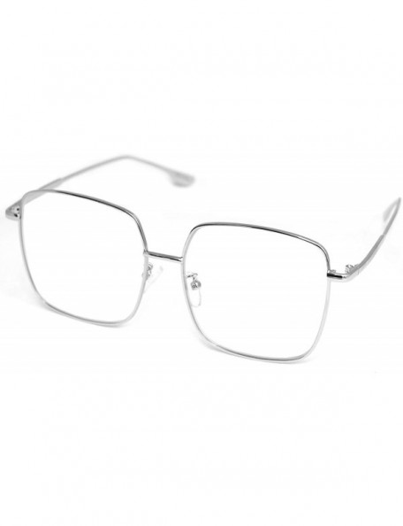 Aviator Vintage Aviator Eyeglasses Metal Frames Clear Lens Glasses Non-prescription - Silver 52351 - CZ18LY26QAT $10.72