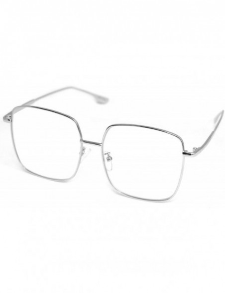 Aviator Vintage Aviator Eyeglasses Metal Frames Clear Lens Glasses Non-prescription - Silver 52351 - CZ18LY26QAT $10.72