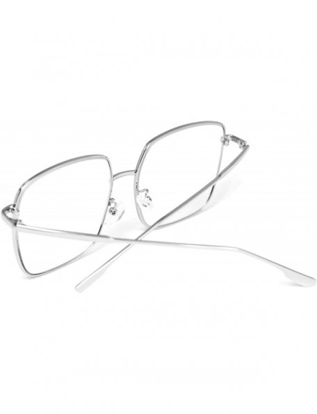 Aviator Vintage Aviator Eyeglasses Metal Frames Clear Lens Glasses Non-prescription - Silver 52351 - CZ18LY26QAT $10.72