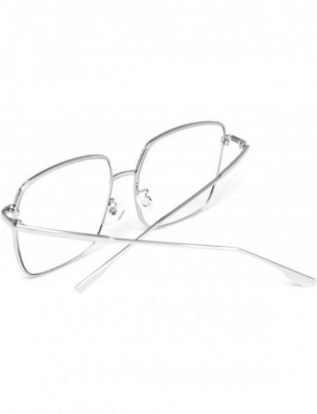 Aviator Vintage Aviator Eyeglasses Metal Frames Clear Lens Glasses Non-prescription - Silver 52351 - CZ18LY26QAT $10.72