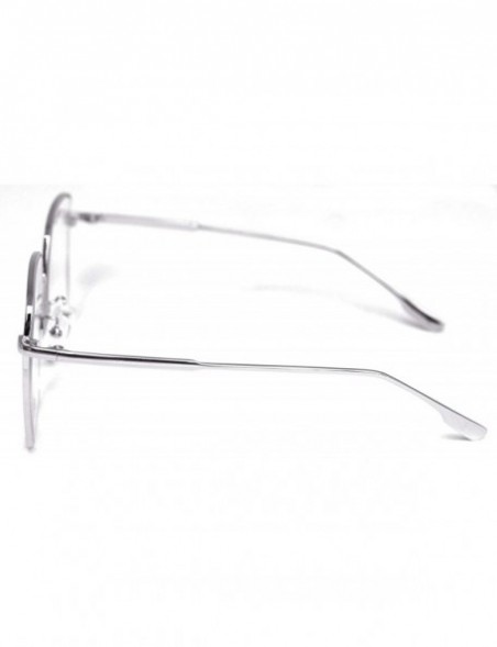 Aviator Vintage Aviator Eyeglasses Metal Frames Clear Lens Glasses Non-prescription - Silver 52351 - CZ18LY26QAT $10.72