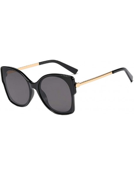 Cat Eye Women's Vintage Cat Eye Resin Full-Frame Ocean Piece Lens Sunglasses - Black Gray - CL18W6I3X5K $23.57