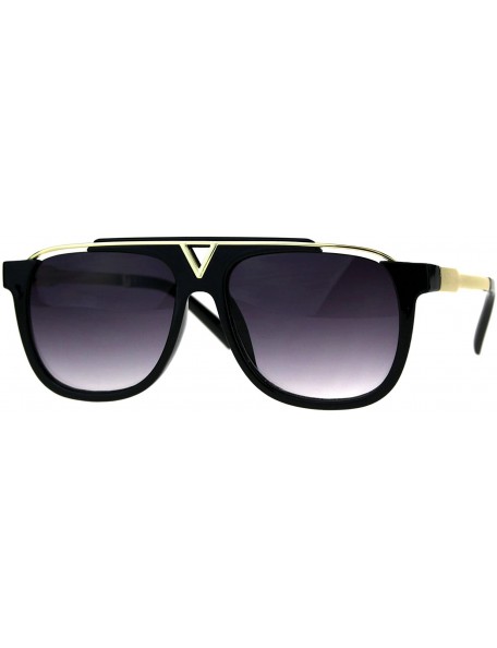Rectangular Luxury Flat Top Racer Mob Plastic Rectangular Mens Sunglasses - Shiny Black Smoke - CM180OTRD2Q $13.51