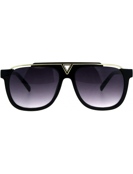 Rectangular Luxury Flat Top Racer Mob Plastic Rectangular Mens Sunglasses - Shiny Black Smoke - CM180OTRD2Q $13.51