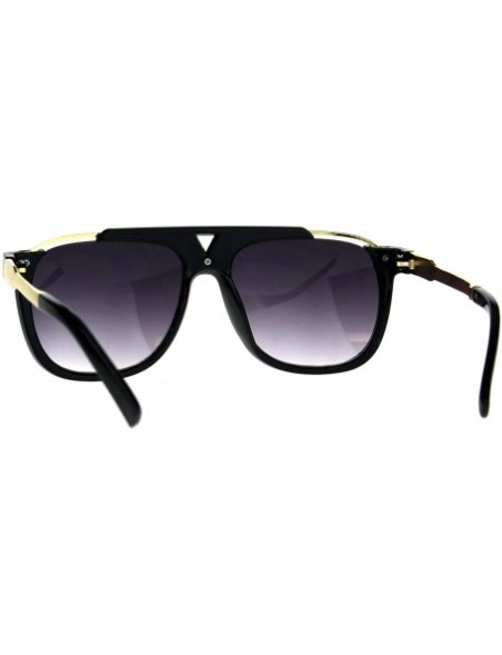 Rectangular Luxury Flat Top Racer Mob Plastic Rectangular Mens Sunglasses - Shiny Black Smoke - CM180OTRD2Q $13.51