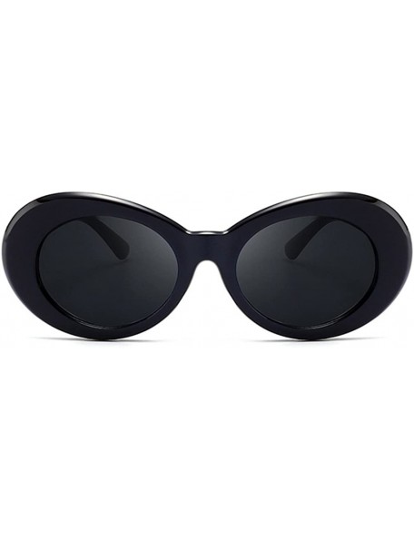 Goggle Vintage Oval Sunglasses Women Men Kurt Cobain Pop Hippie Sunglasses - Black - CH18T7MNAZ8 $21.07