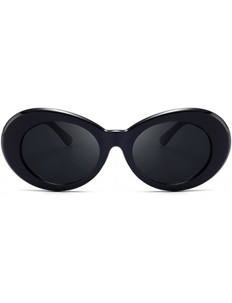 Goggle Vintage Oval Sunglasses Women Men Kurt Cobain Pop Hippie Sunglasses - Black - CH18T7MNAZ8 $12.19