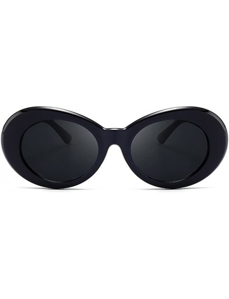 Goggle Vintage Oval Sunglasses Women Men Kurt Cobain Pop Hippie Sunglasses - Black - CH18T7MNAZ8 $12.19