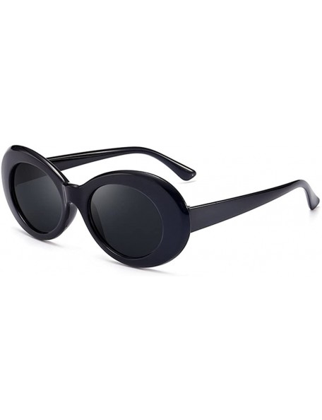 Goggle Vintage Oval Sunglasses Women Men Kurt Cobain Pop Hippie Sunglasses - Black - CH18T7MNAZ8 $12.19