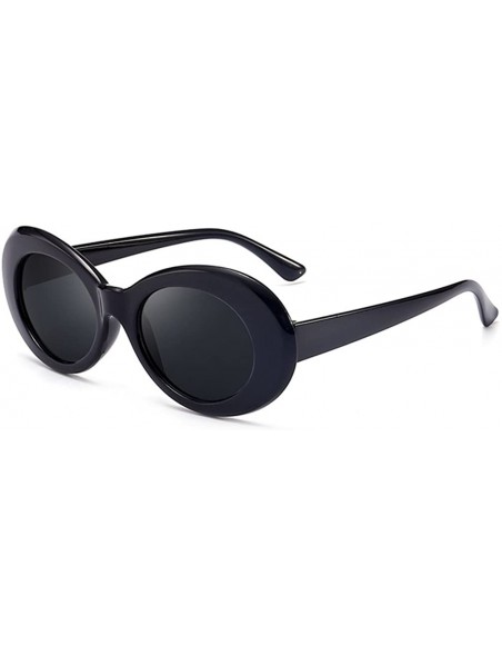 Goggle Vintage Oval Sunglasses Women Men Kurt Cobain Pop Hippie Sunglasses - Black - CH18T7MNAZ8 $12.19