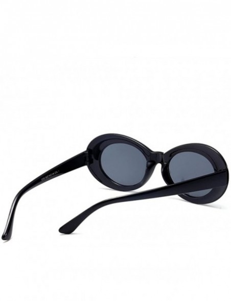 Goggle Vintage Oval Sunglasses Women Men Kurt Cobain Pop Hippie Sunglasses - Black - CH18T7MNAZ8 $12.19