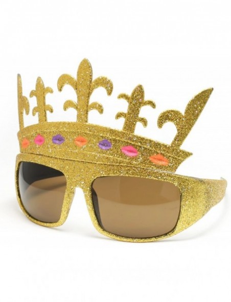 Goggle Fancy Bling Diamond Chrome Crown Shaped Sunglasses - Gold Glitter - CD1190QRO83 $10.47