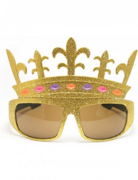 Goggle Fancy Bling Diamond Chrome Crown Shaped Sunglasses - Gold Glitter - CD1190QRO83 $10.47