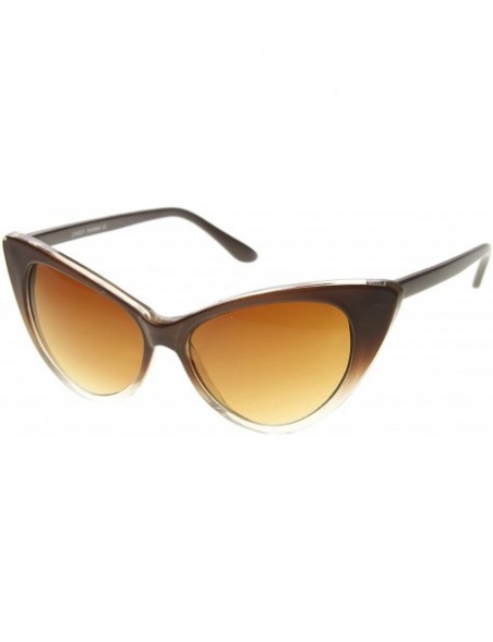 Wayfarer Super Cateyes Vintage Inspired Fashion Mod Chic High Pointed Cat-Eye Sunglasses - Brown-fade - CC119PMGRPN $10.14