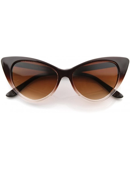 Wayfarer Super Cateyes Vintage Inspired Fashion Mod Chic High Pointed Cat-Eye Sunglasses - Brown-fade - CC119PMGRPN $10.14