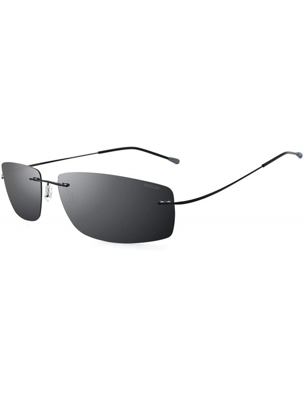 Rimless Ultra-light Titanium Rimless Polarized Aviator Sunglasses for Men (Driving Outdoor Special) - CB18MHO22DC $12.21